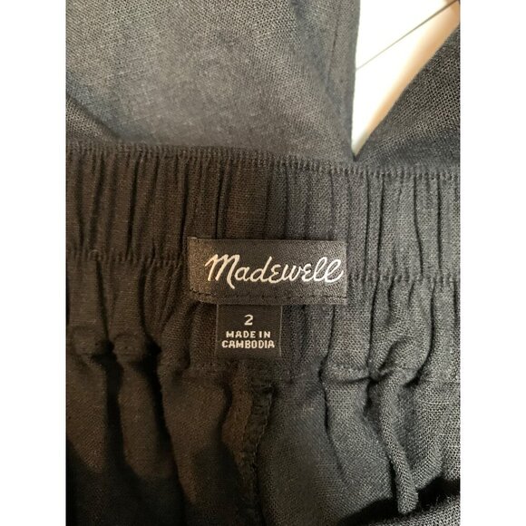 Madewell Womens Black Wide-Leg Linen Blend Pants Size 2 - Picture 3 of 4
